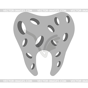 Tooth with hole. sick tooth. Caries and pulpitis - vector clipart