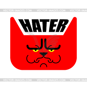 Hater Grumpy cat. Angry pet - vector clipart