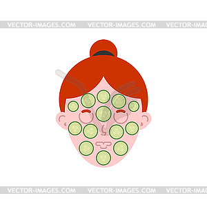 Woman face mask ucumber. Cosmetic procedures. - vector EPS clipart