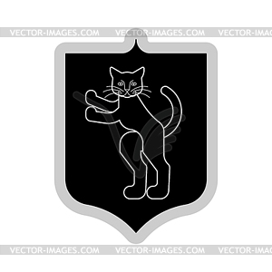 Cat Shield heraldic symbol. Sign pet for coat of - vector clipart