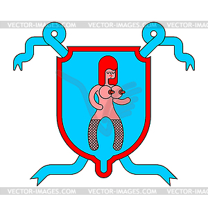 Prostitution symbol. Girl and Shield heraldic. Whor - royalty-free vector image