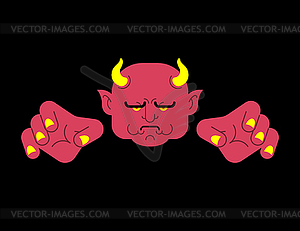 Красное лицо дьявола. Heck портрет. Голова сатаны. демон - векторное изображение EPS