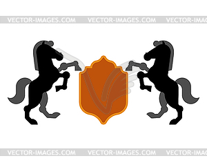 Black horse and Shield heraldic symbol. Royal - vector image