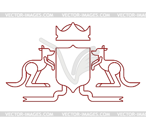 Кэнгуру и щит геральдический символ. австралиец - изображение в векторном виде
