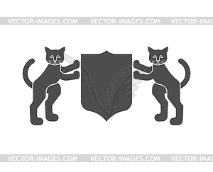 Cat and Shield heraldic symbol. Pet for coat of - vector clipart