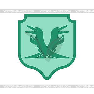 Crocodile and Shield heraldic symbol. Royal - vector image