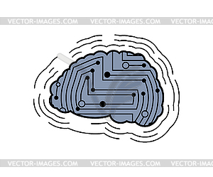 Цифровая схема печати. Компьютер мозгов - рисунок в векторе