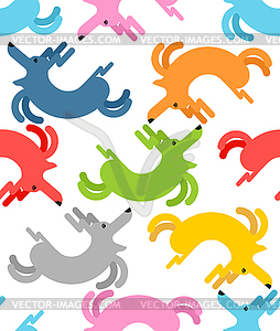 Running dog pattern seamless. Pet joyful background - vector clip art