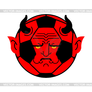 Soccer ball demon. ball Red devil - vector image