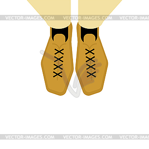 Men Legs in shoes top view - vector clipart