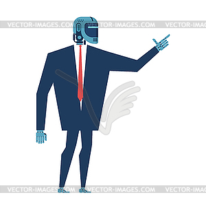 Cyborg businessman. Office Robot Artificial - vector image