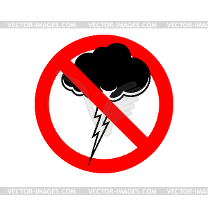 Stop Thunderstorm . Red prohibitory road sign. Ban - vector clipart