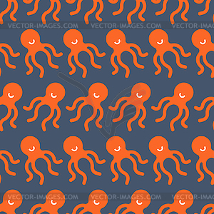 Octopus pattern seamless. Poulpe children cloth - vector image