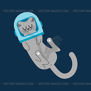 Cat astronaut in cosmonaut helmet. Home pet in - vector clip art