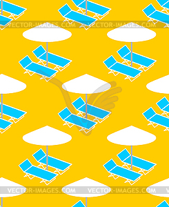 Beach background. Deck chair and umbrella pattern - vector clipart