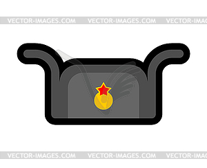 Russia Ushanka and red star. Russian cap. National - vector image