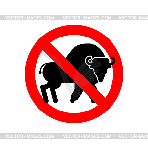 Bison Stop. Ban Aurochs. No Wild Bull. Admonition - vector clipart