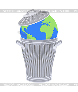 Earth in trash. Planet and garbage. scrapyard - vector image