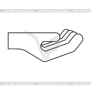 Palm up . linear style - vector clip art