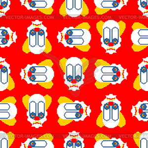 Scary clown pixel art pattern. 8 bit background. - vector image