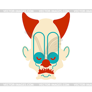 Scary clown evil head. Terrible eyes - vector image