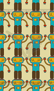 Robot pattern seamless. Cyborg background. Digital - vector image