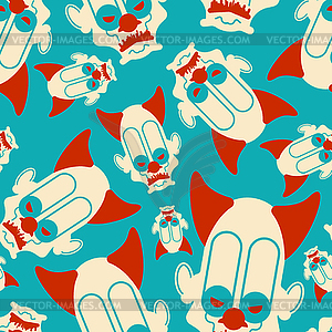 Scary clown pattern seamless. Terrible ornament. - vector image