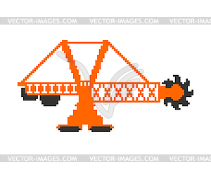 Bucket wheel excavator pixel art. 8 bit Heavy - vector image