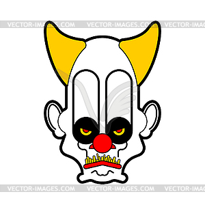 Scary clown evil head. Terrible eyes - vector image
