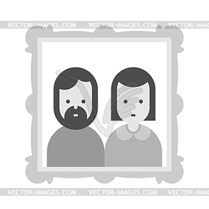 Portrait of parents in frame. Mom and dad. Family - vector clipart