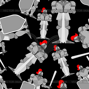 Knight pattern seamless. Metal armor warrior - vector EPS clipart