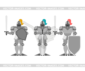 Knight set. Metal armor warrior. Iron armor. Plate - vector clipart