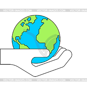 Earth in Palm up. planet - vector clipart