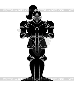 Черный рыцарь . Металлический воин. Железная броня. - изображение в векторе / векторный клипарт