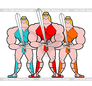 Amazon female Group . Woman Warrior - vector image