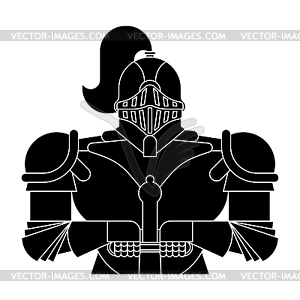 Black Knight . Metal armor warrior. Iron armor. - vector image