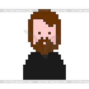 Hipster pixel art. Male 8 bit. Man Digital - vector clipart