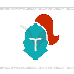 Helmet Knight icon. Head Metal armor warrior. Iron - vector image