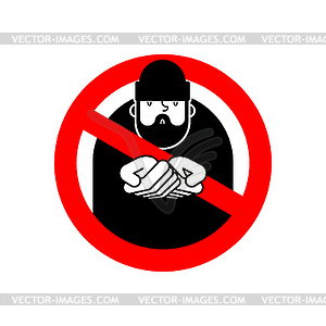 Stop Homeless. Ban Beggars. Red prohibitory road - vector image