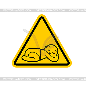 Attention kid sleep. Danger Baby. Yellow Caution - vector clipart