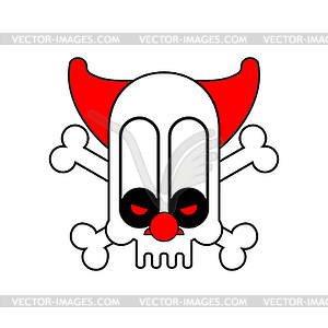 Scary clown skull. Terrible nightmare - vector clipart