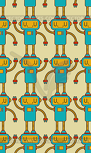 Robot pattern seamless. Cyborg background. Digital - vector clipart