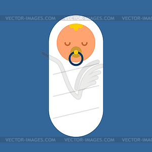 Newborn in diaper . Toddler  - vector image