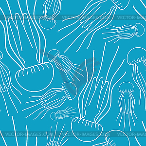 Jellyfish pattern seamless. Marine animal background - vector clipart