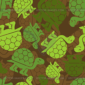Turtle military pattern seamless. Army animal - vector image