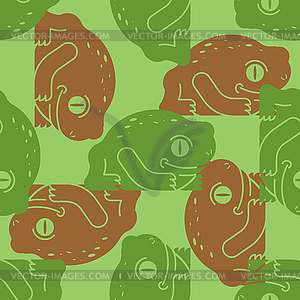 Frog military pattern seamless. Army toad - vector image