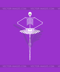 Skeleton ballerina . Skull and bones ballet. - vector image