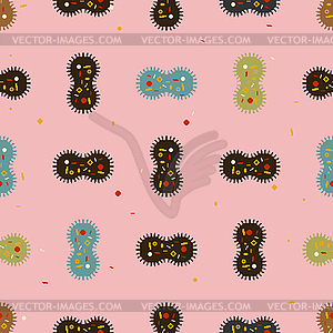 Virus bacterium pixel art pattern seamless. - vector image