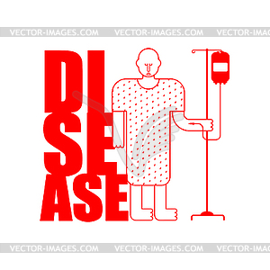 Hospital patient with dropper. Sick man  - vector clip art