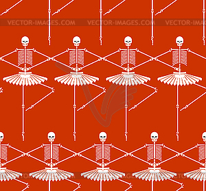 Skeleton ballerina pattern. Skull and bones - vector clipart